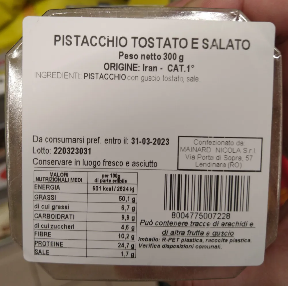Pistacchio tostato e salato