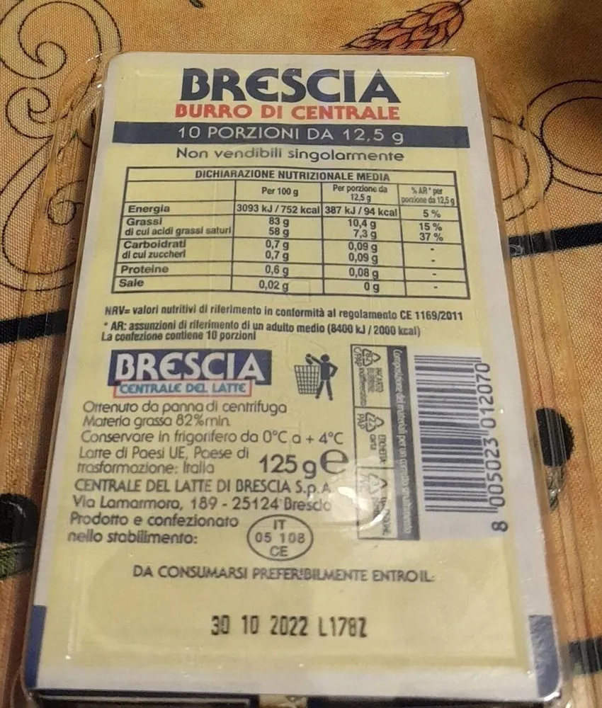 Porzione di burro di crentale