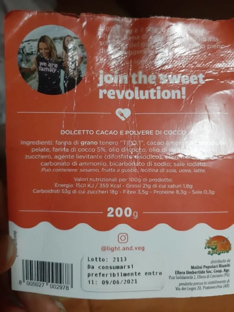 Dolcetto cacao e polvere di cocco
