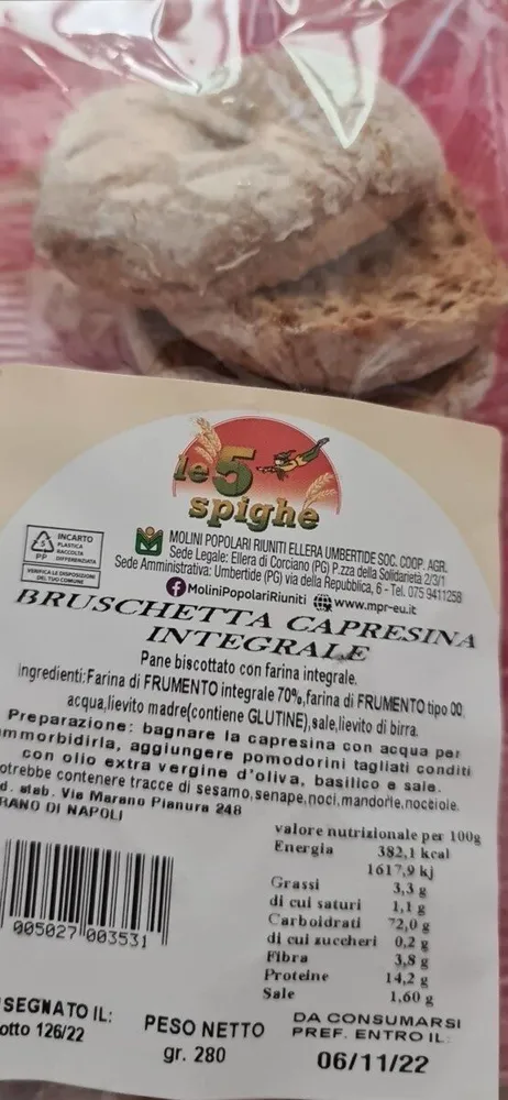 Bruschetta capresina integrale