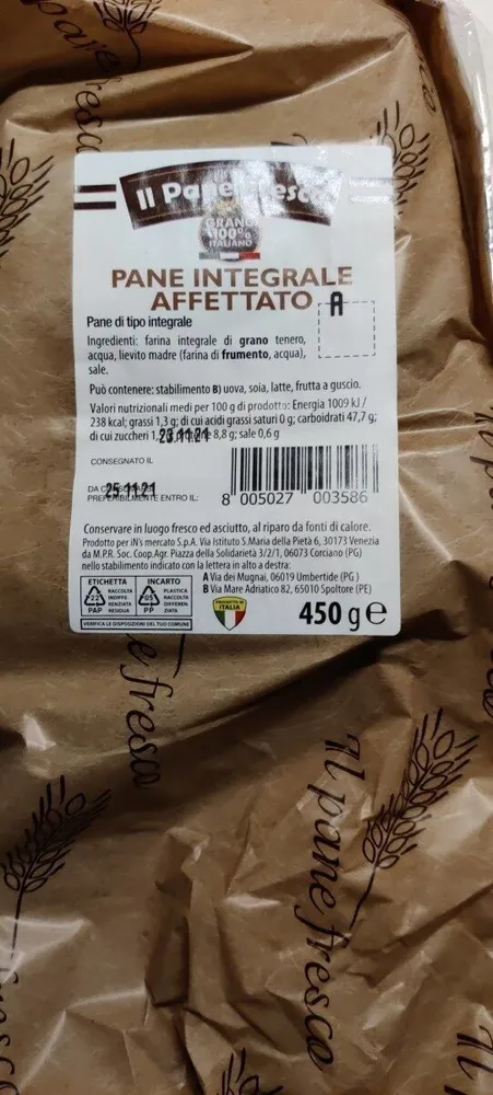 Pane Integrale affettato