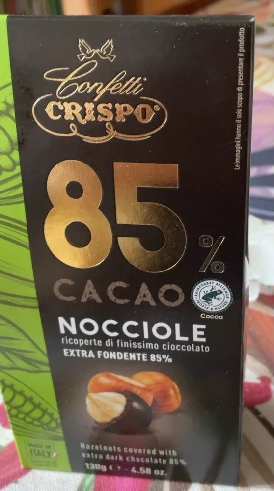Nocciole ricoperte di cioccolato fondente 85%