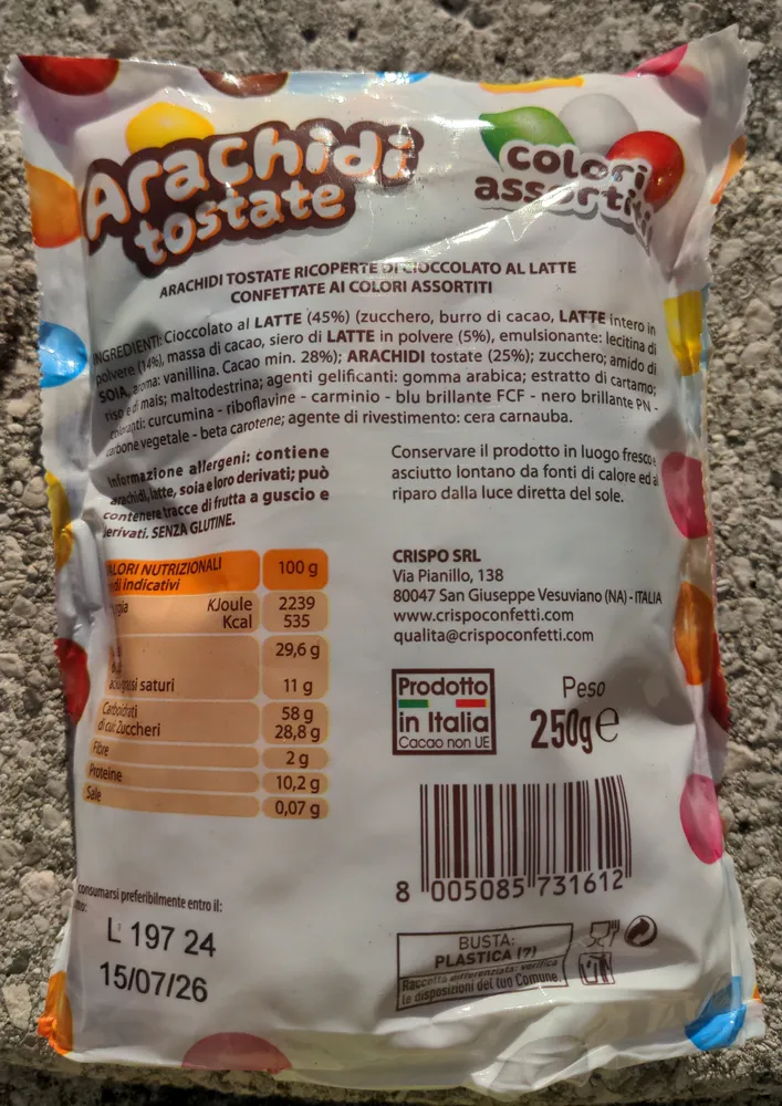 Arachidi tostate riscoperte di cioccolato al latte