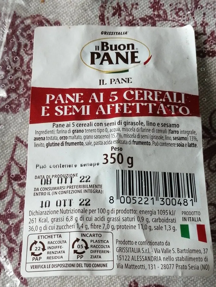 Pane ai 5 cereali e semi