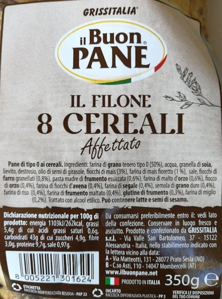 Il filone 8 cereali affettato