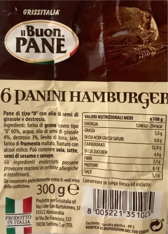 Il Buon Pane- 6 panini hamburger