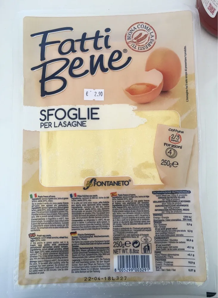 SFOGLIE per lasagne