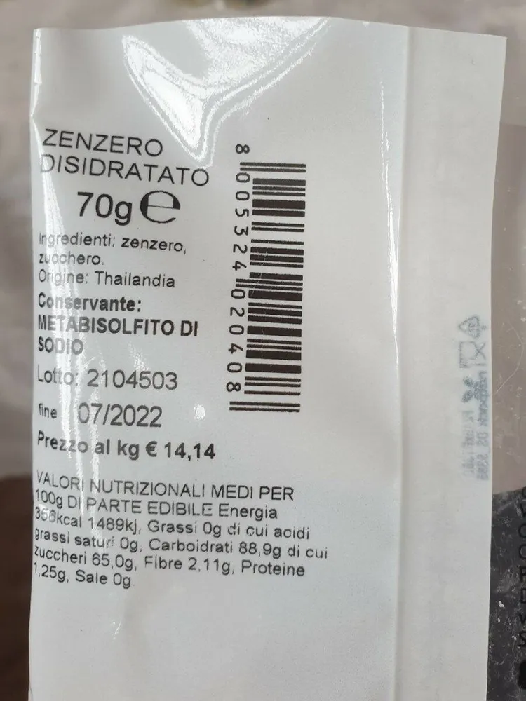 Zenzero disidratato