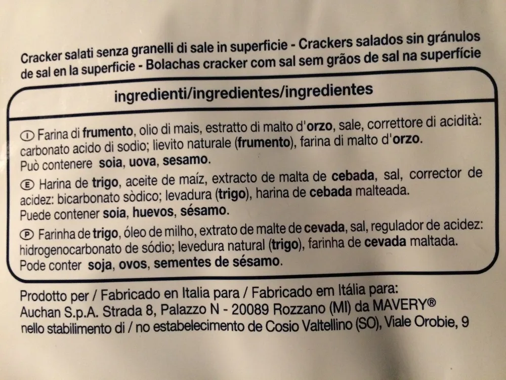 Auchan Cracker Non Salati