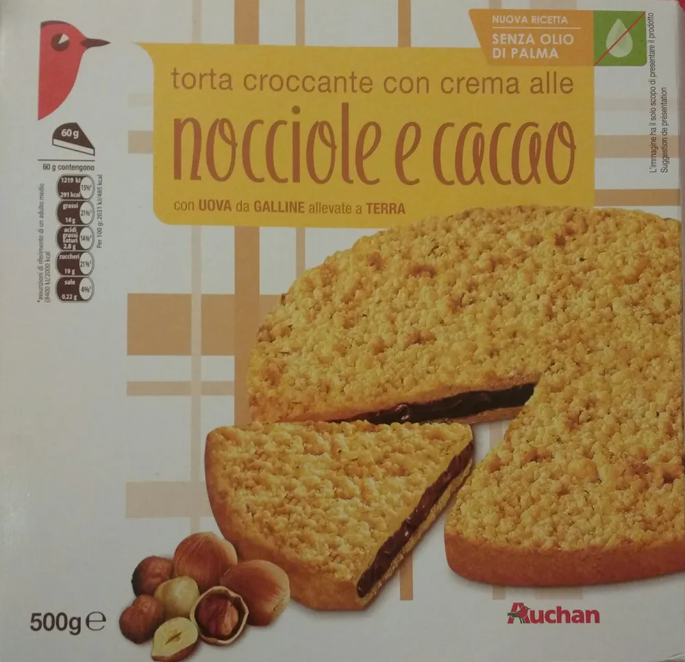 torta croccante con crema alle nocciole e cacao