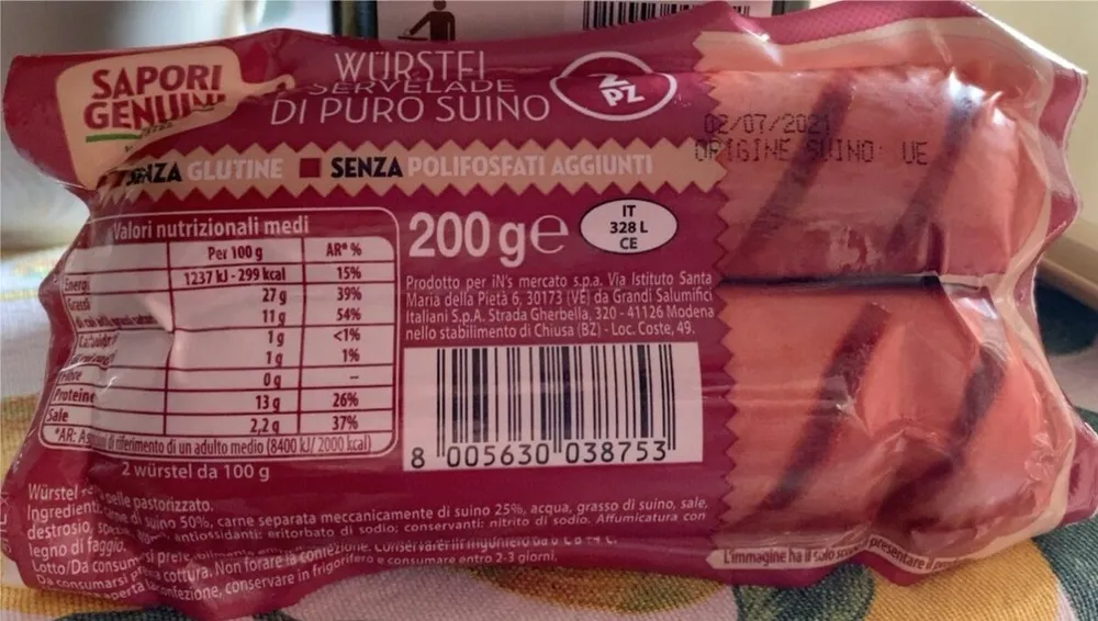 Wurstel servelade di puro suino