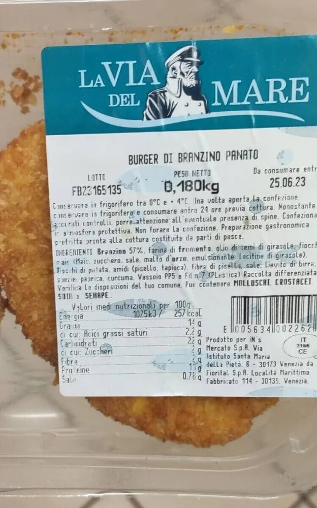 Burger di branzino panato