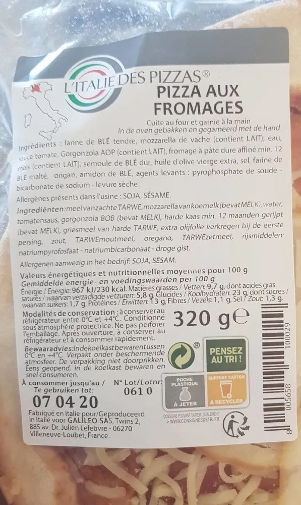 Pizza aux fromages
