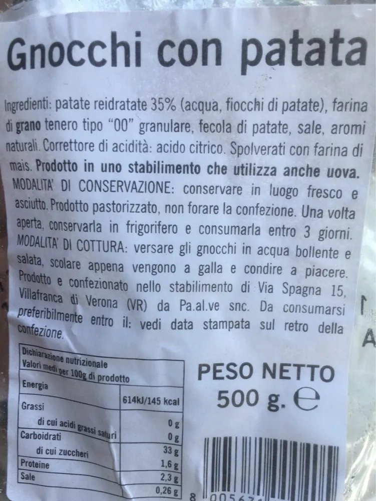Gnocchi con patate