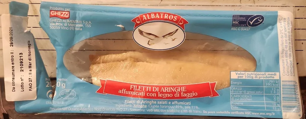Filetti di aringhe salati e affumicati