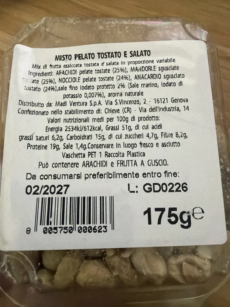 Misto pelato tostato e salato