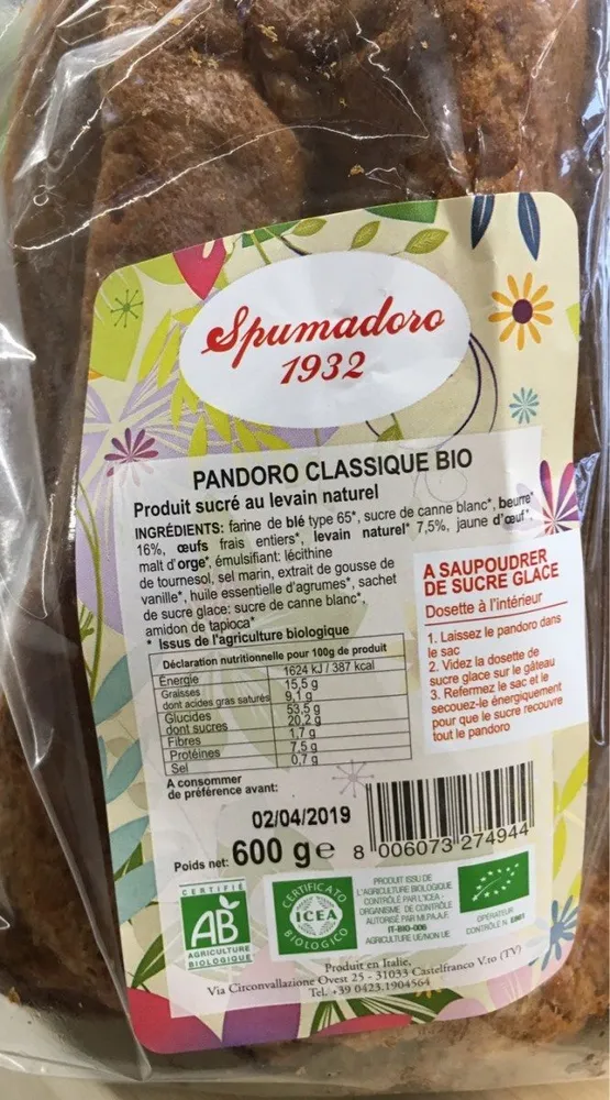 Pandoro classique Bio