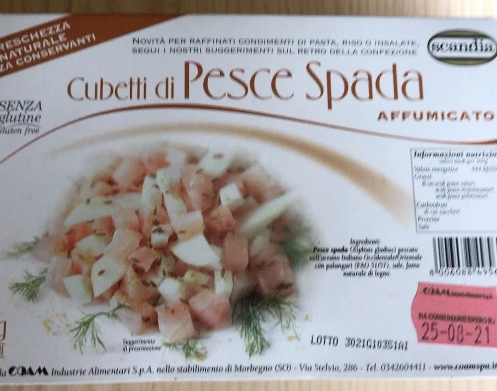 Cubetti di pesce spada affumicato