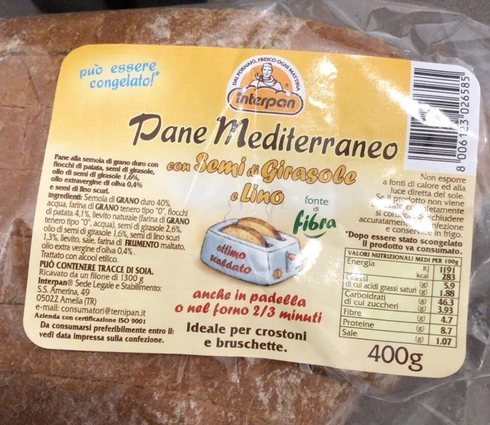Pane Mediterraneo con semi di girasole y lino