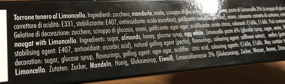 Torrone tenero al Limoncello