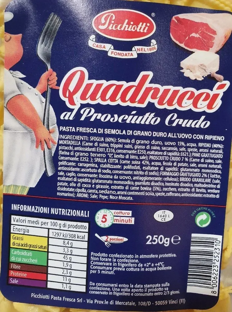 Quadrucci al prosciutto crudo