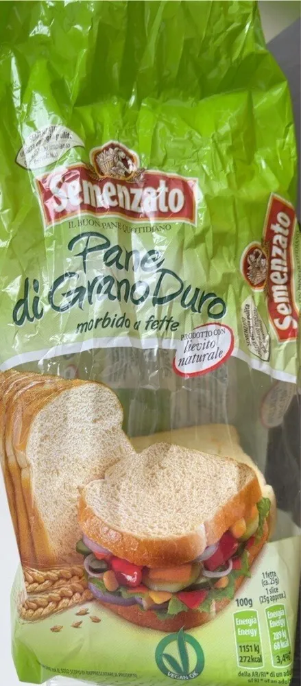Pane di grano duro morbido a fette