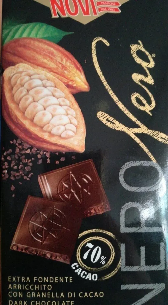 Chocolate fondente 70% con granella di cacao