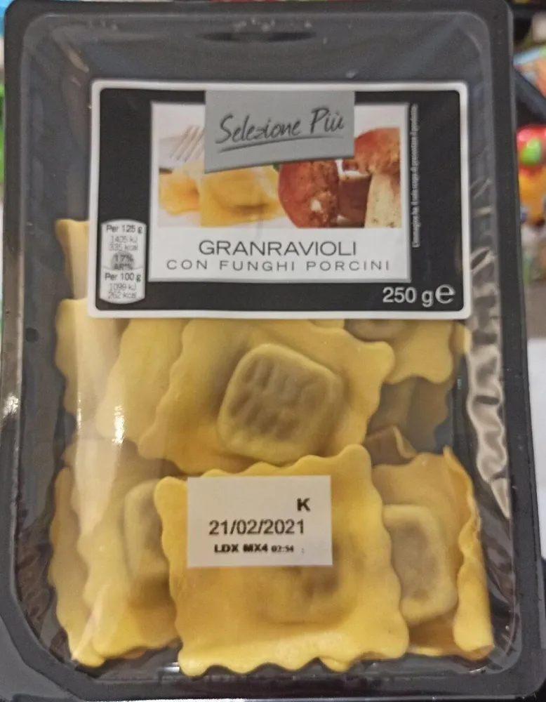 Gran ravioli con funghi porcini