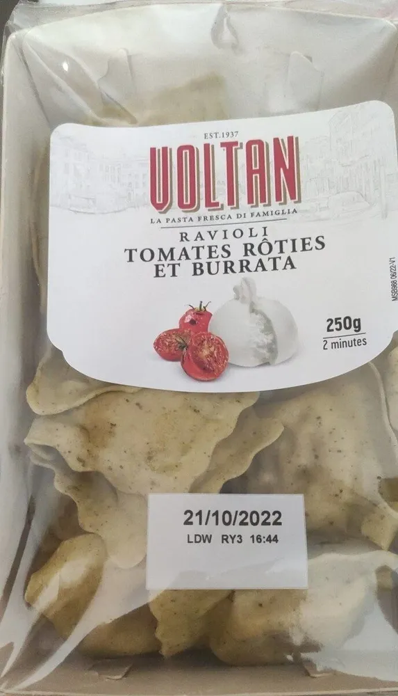 Ravioli tomates rôties et burrata