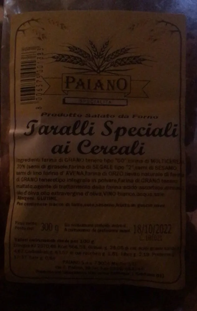 Taralli speciali ai cereali