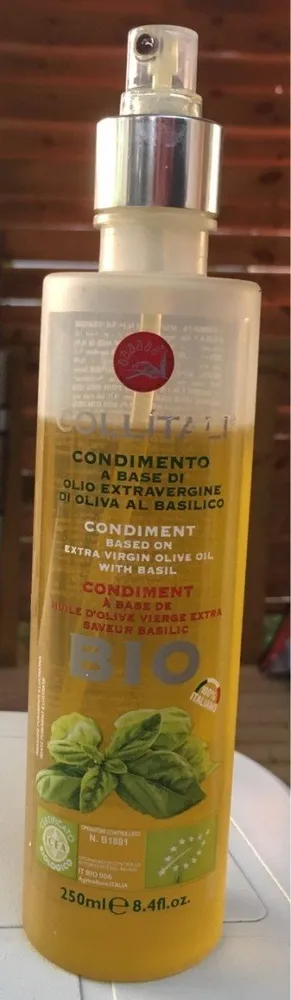 Condiment à base de huile d'olive extra saveur basilique