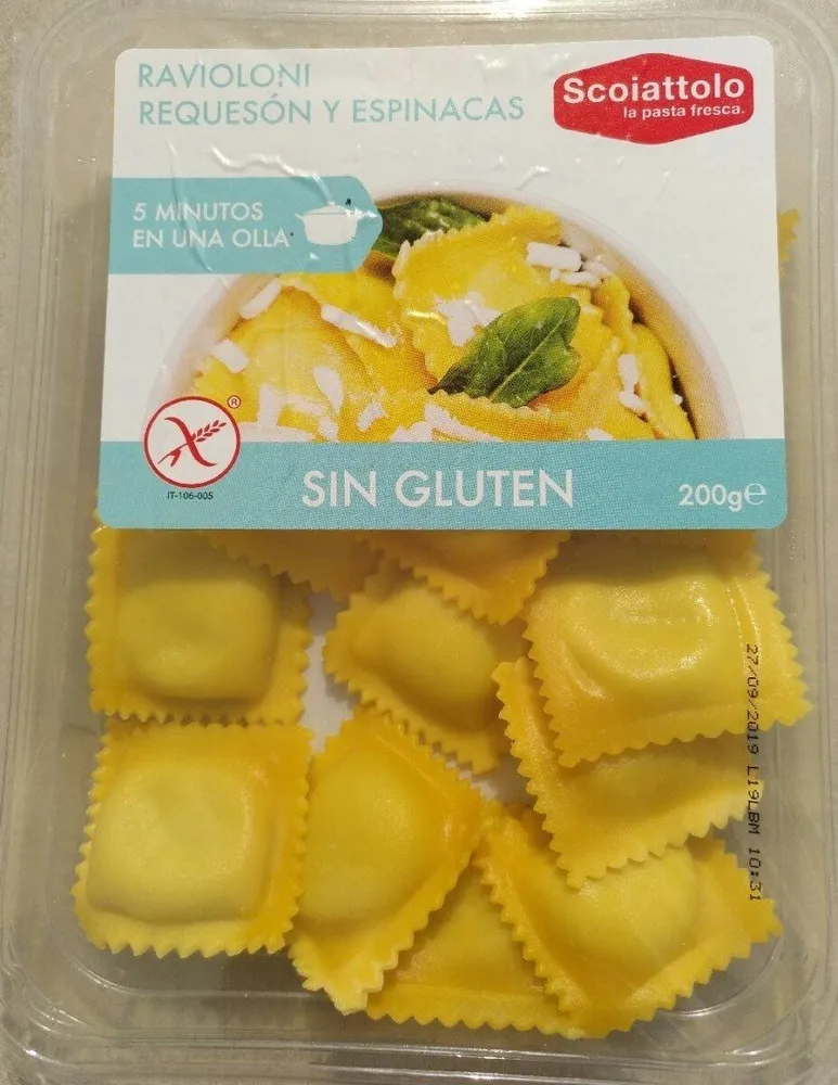 Ravioli Requesón y Espinacas sin gluten