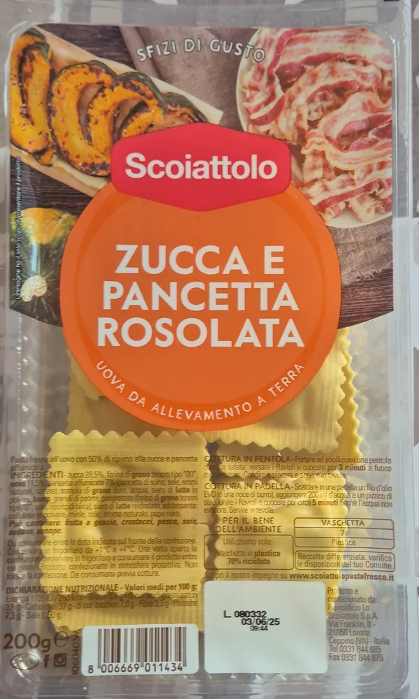 Ravioli zucca e pancetta rosolata