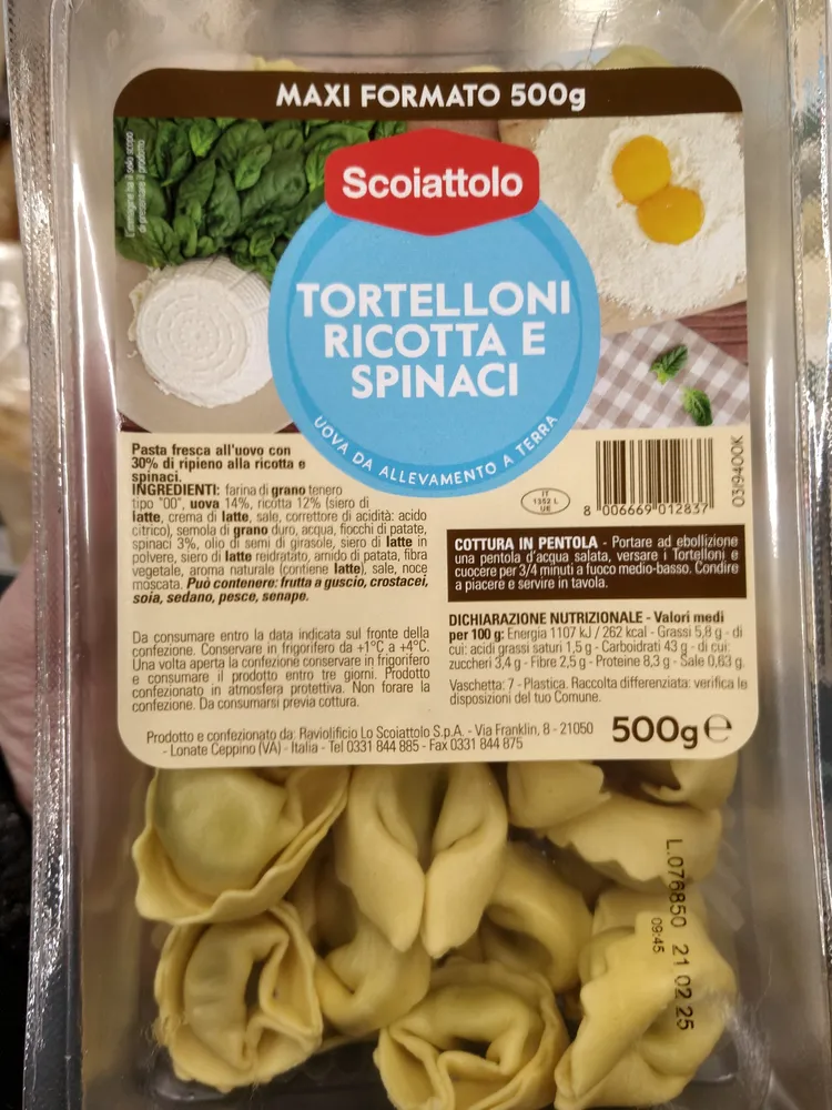 Tortellini ricotta e spinaci