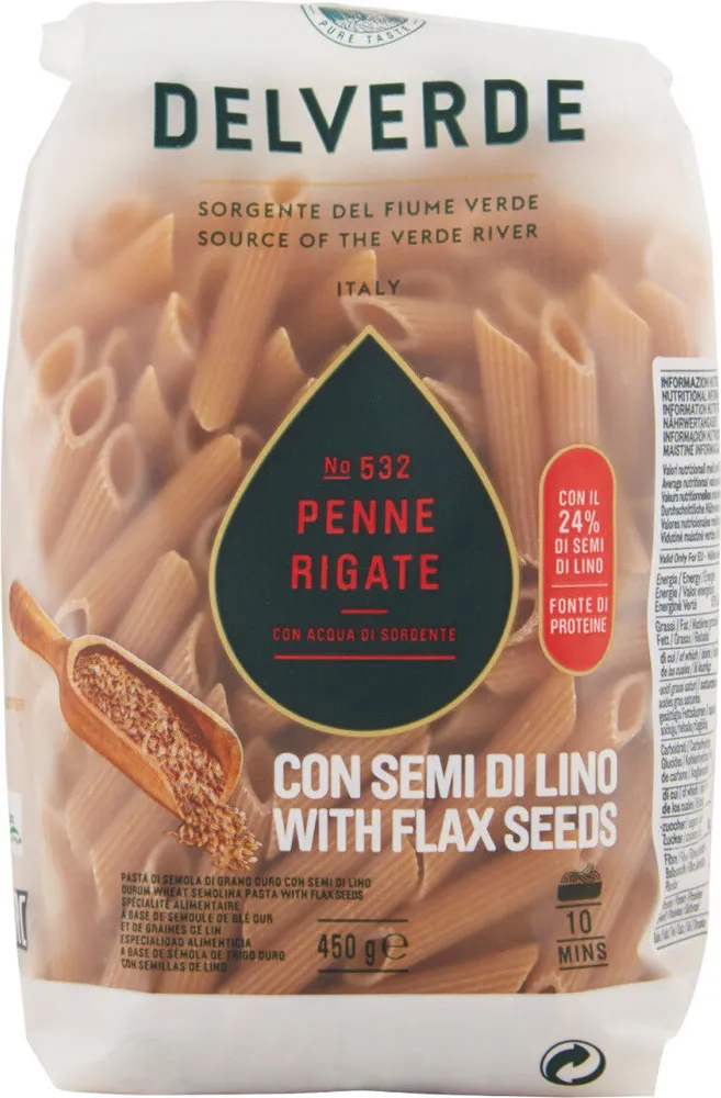 No penne rigate con semi di lino