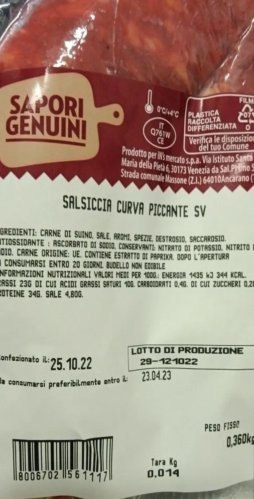 Salsiccia curva piccante