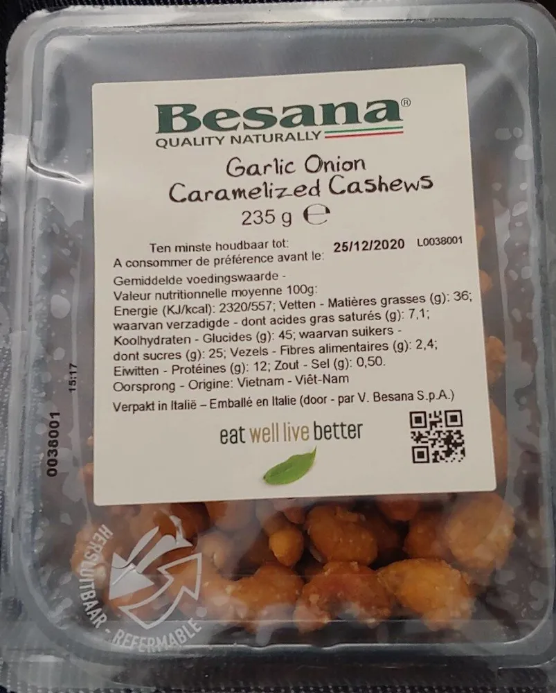 Garlic Onion Caramelized Cashews