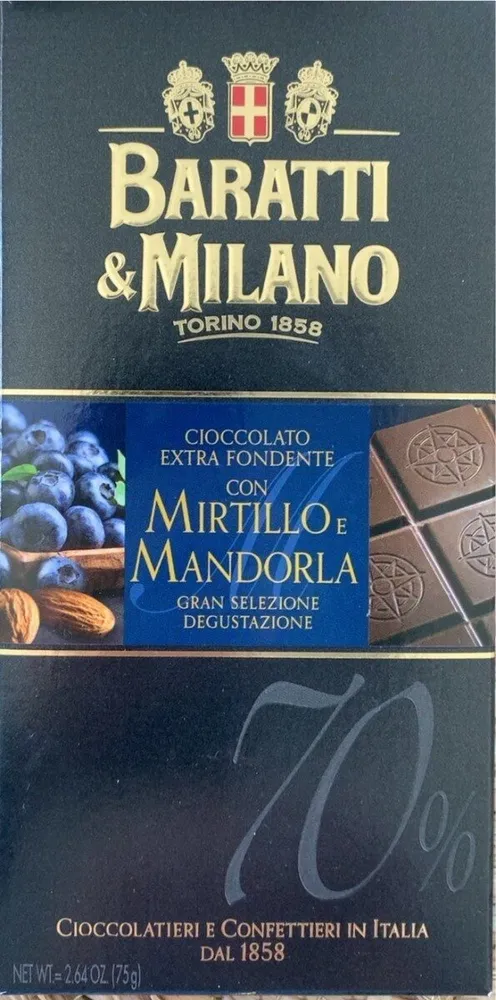 Cioccolato Extra Fondente con Mirtillo e Mandorla
