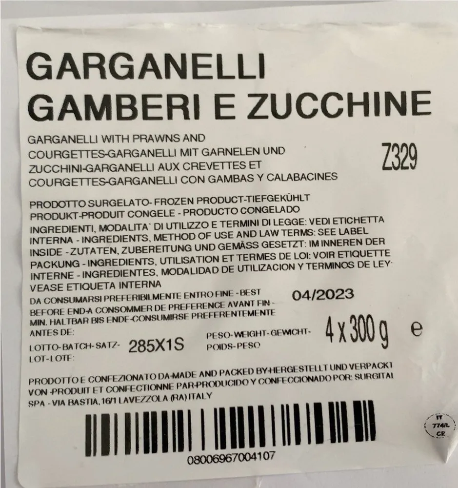 Garganelli ganberi e zucchine