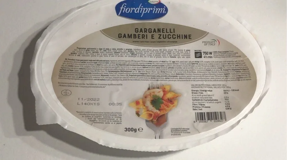 Garganelli gamberi e zucchine