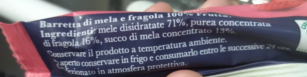Barretta di mela e fragola 100%