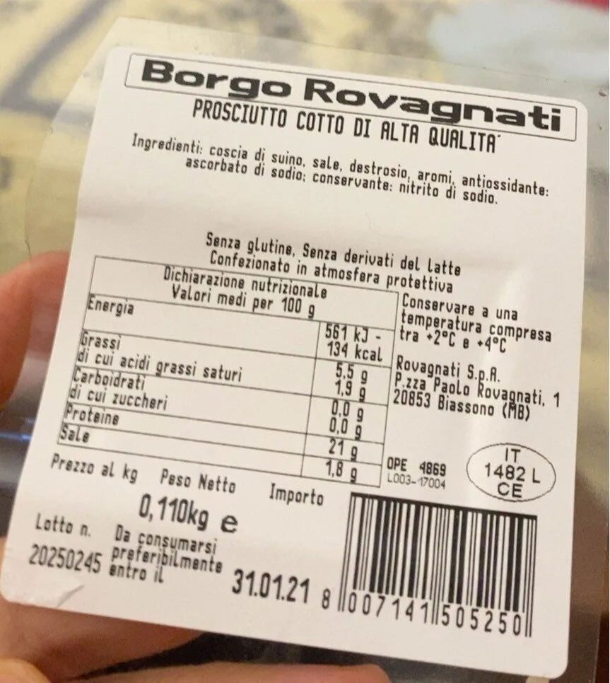 Prosciutto cotto slta qualità