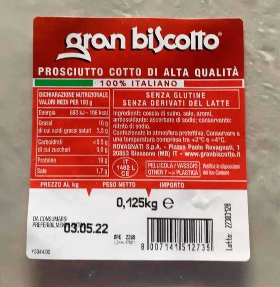 Prosciutto Cotto Alta Qualitá