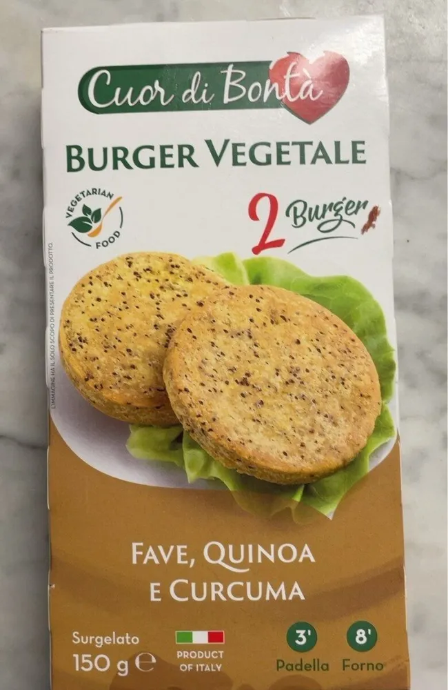 Burger vegetale fave, quinoa e curcuma