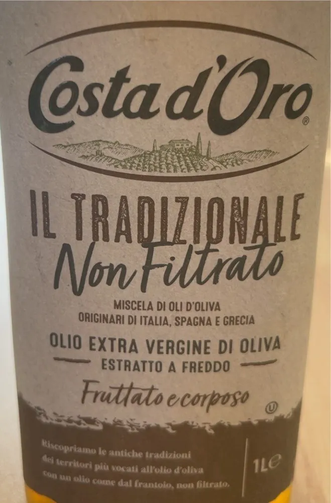 Olio extravergine di oliva non filtrato
