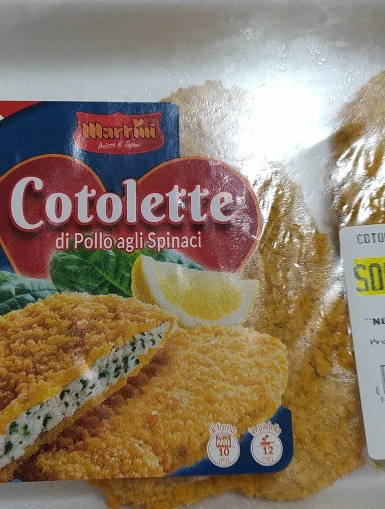 Cotolette di pollo agli spinaci marca mrtini