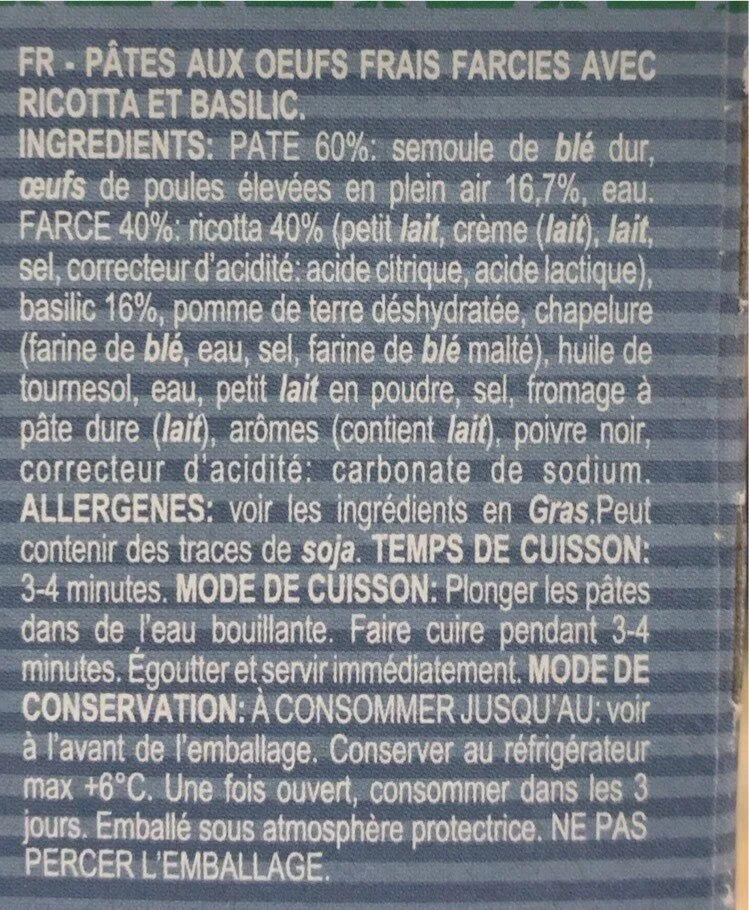 Tortellini con ricotta e basilico