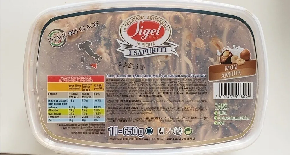 Glace à la noisette et Bacio italien