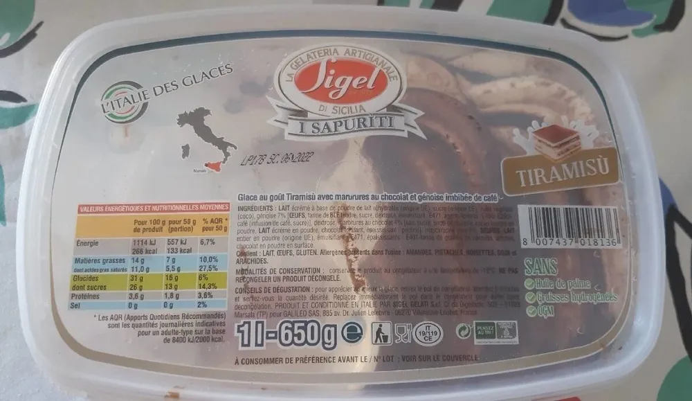 Glace goût tiramisu