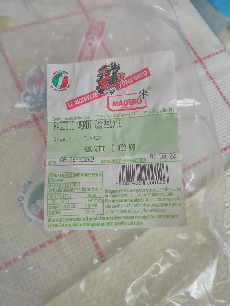 Fagioli verdi congelati